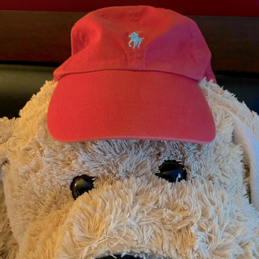 Red Ralph Laurent Hat. Signature embroidered Baby blue Pony at the front.